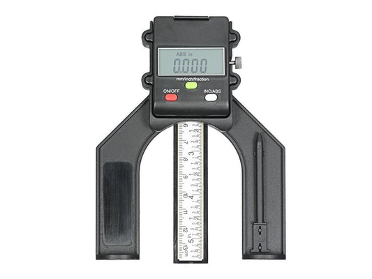 0-130mm Digital LCD Display Height Gauge Depth Gauge Table Saw Height Gauge with Three Measurement Units Locking Screw for Woodworking Router Table