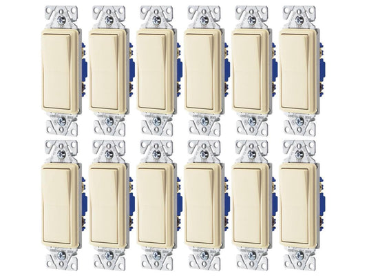 (case of 12) EATON Wiring 7503LA-BOX 15-Amp 120-Volt 3-Way Decorator, Light Almond